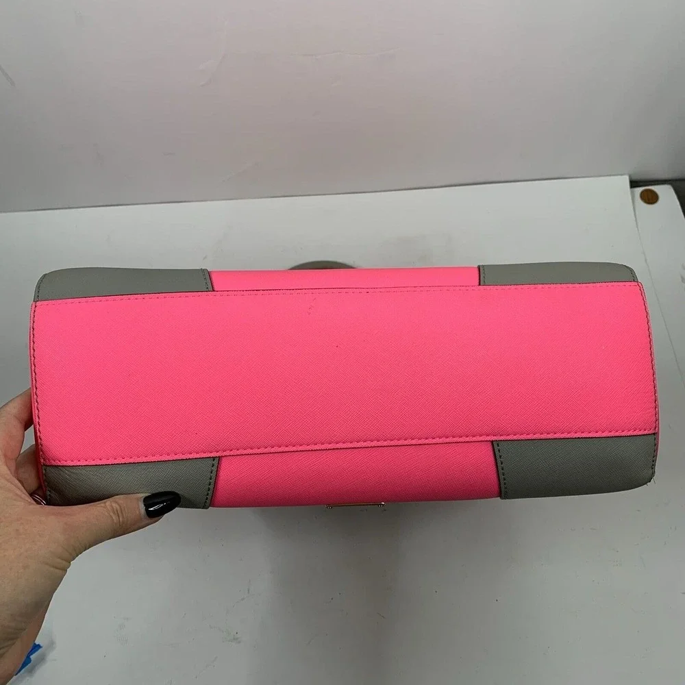 Rebecca Minkoff Amorous Satchel Bright Pink Gray Leather Bag Crossbody Strap